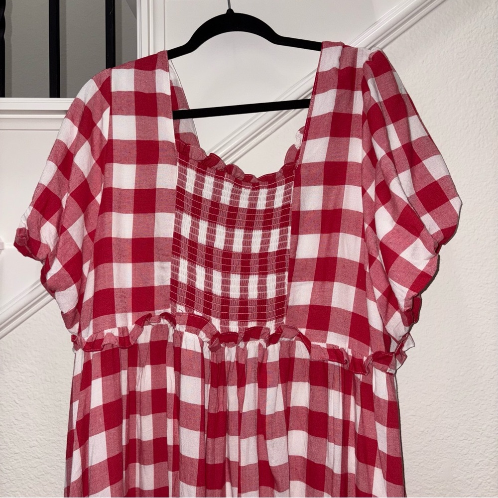 Ivy City Co Red and White Checkered Picnic Maxi Dress - Picture 7 of 11